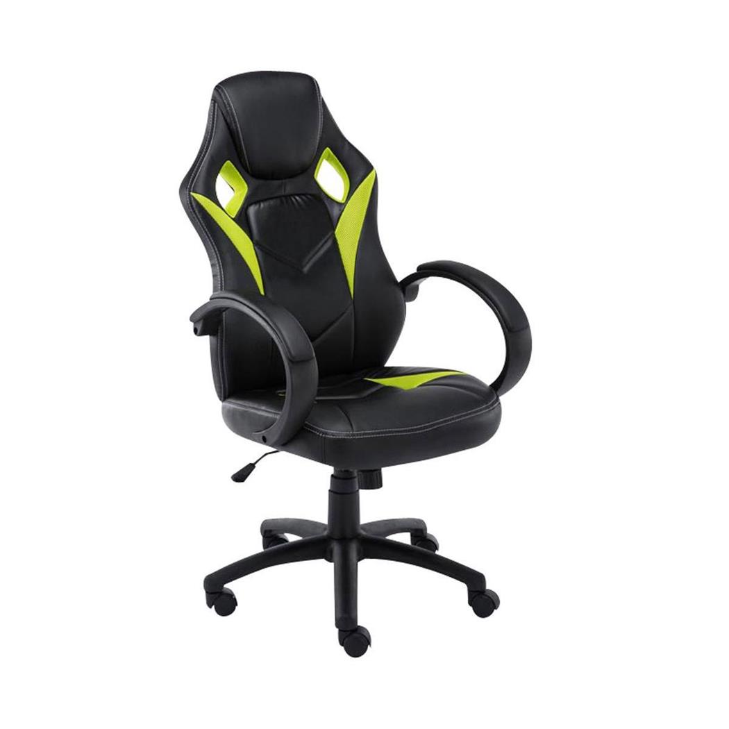 Gamingstuhl JARAMA, Komfort und sportliches Design, Leder- und Stoffbezug, Farbe Schwarz / Grün