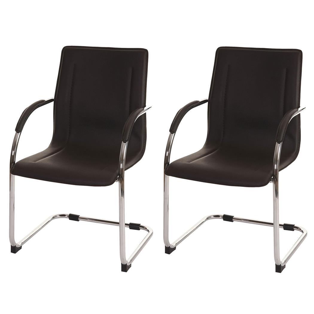 Im 2er-Set: Konferenzstuhl ZEUS, Metallgestell, exklusives Design, Lederbezug, Farbe Dunkelbraun