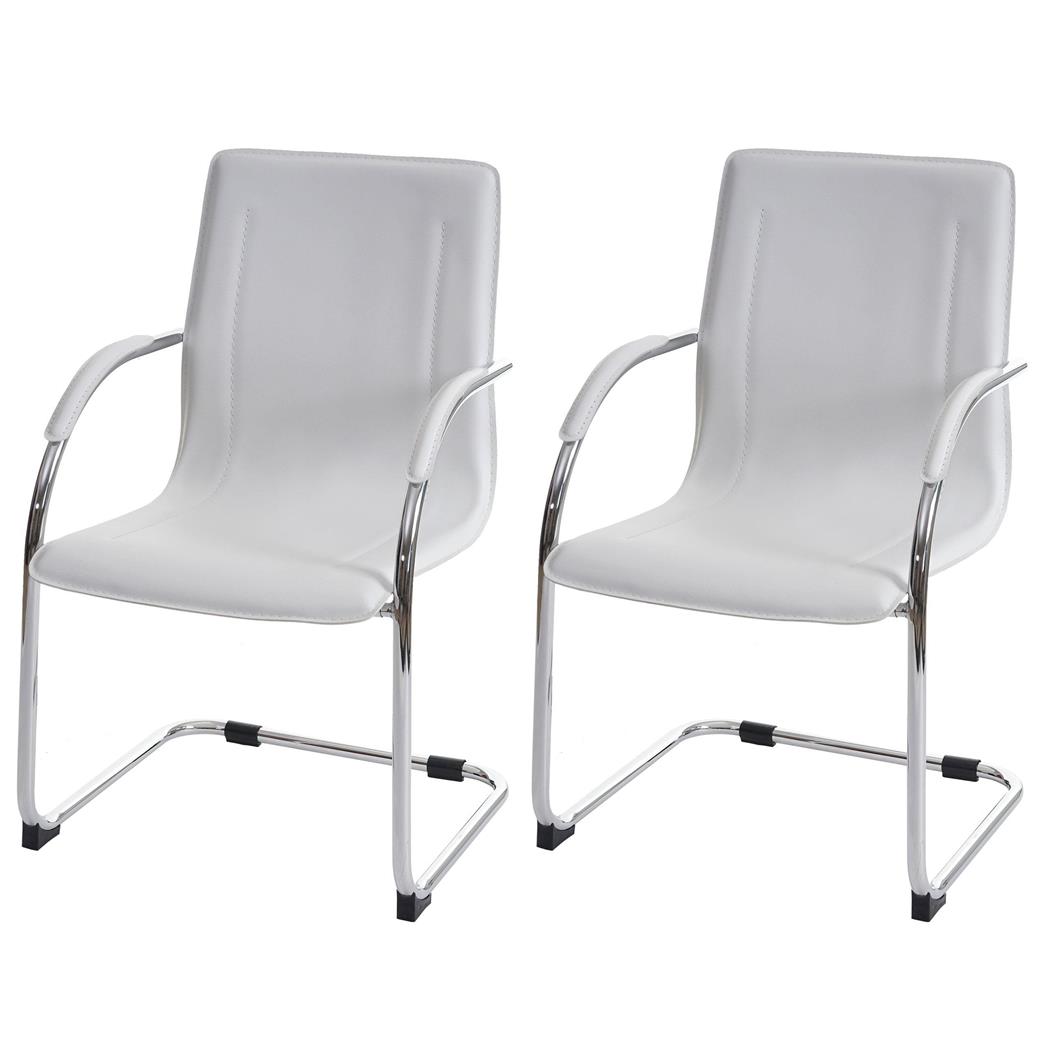 Im 2er-Set: Konferenzstuhl ZEUS, Metallgestell, exklusives Design, Lederbezug, Farbe Weiß
