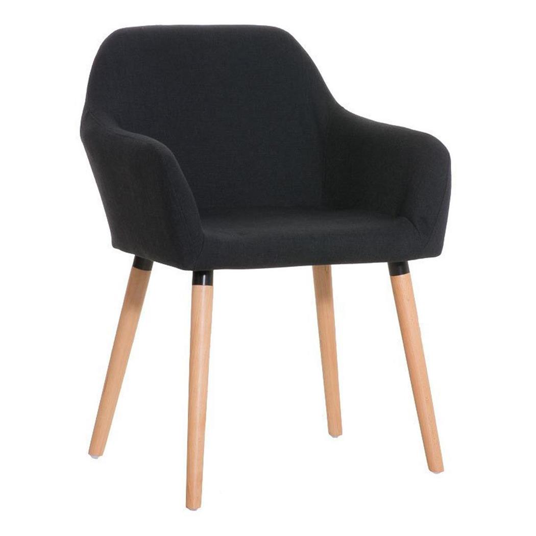 Besucherstuhl NEBEL, dicke Polsterung, Stoffbezug, Gestell und Stuhlbeine aus Holz, Farbe Schwarz