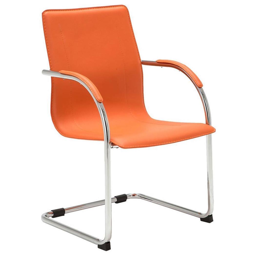 Besucherstuhl FLAP, Metallgestell, elegantes und modernes Design, Lederbezug, Farbe Orange