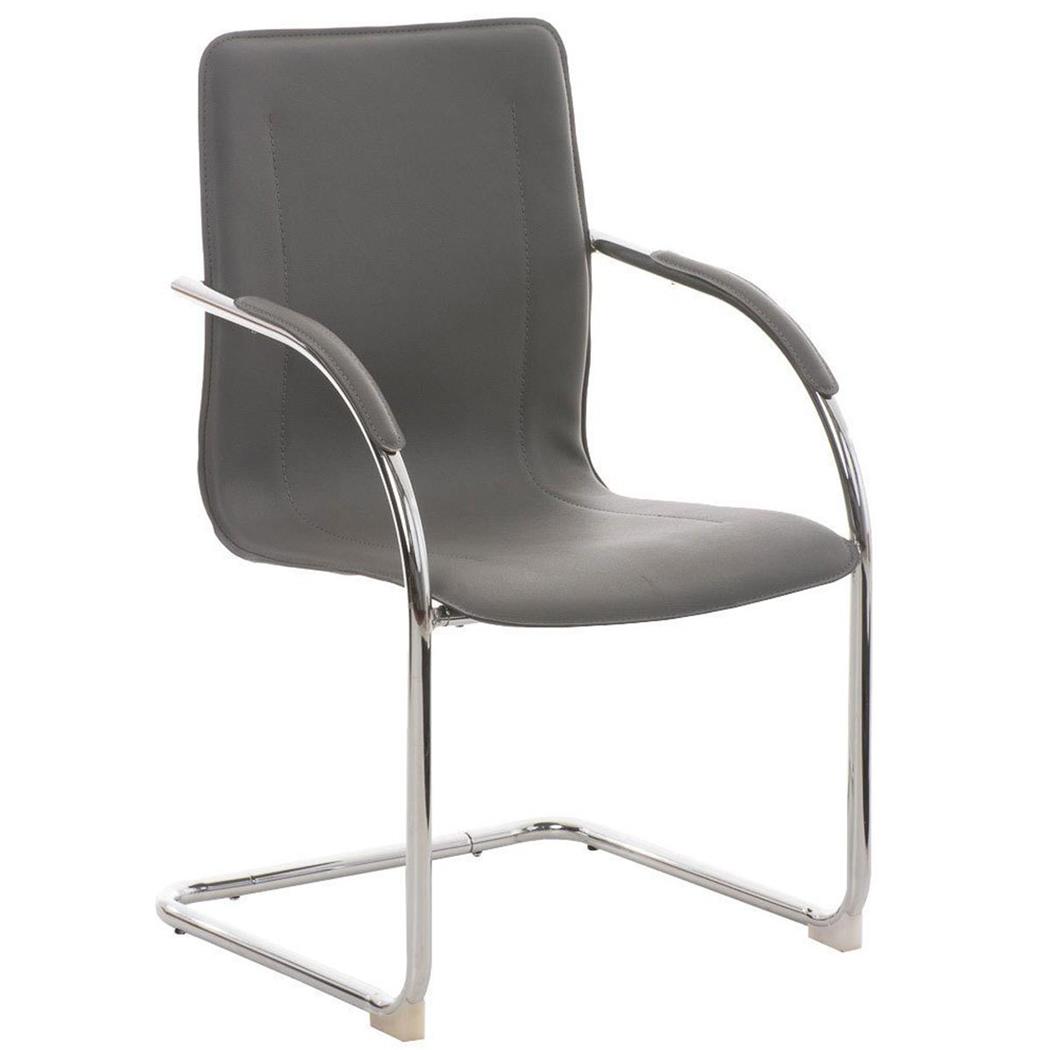 Besucherstuhl FLAP, Metallgestell, elegantes und modernes Design, Lederbezug, Farbe Grau