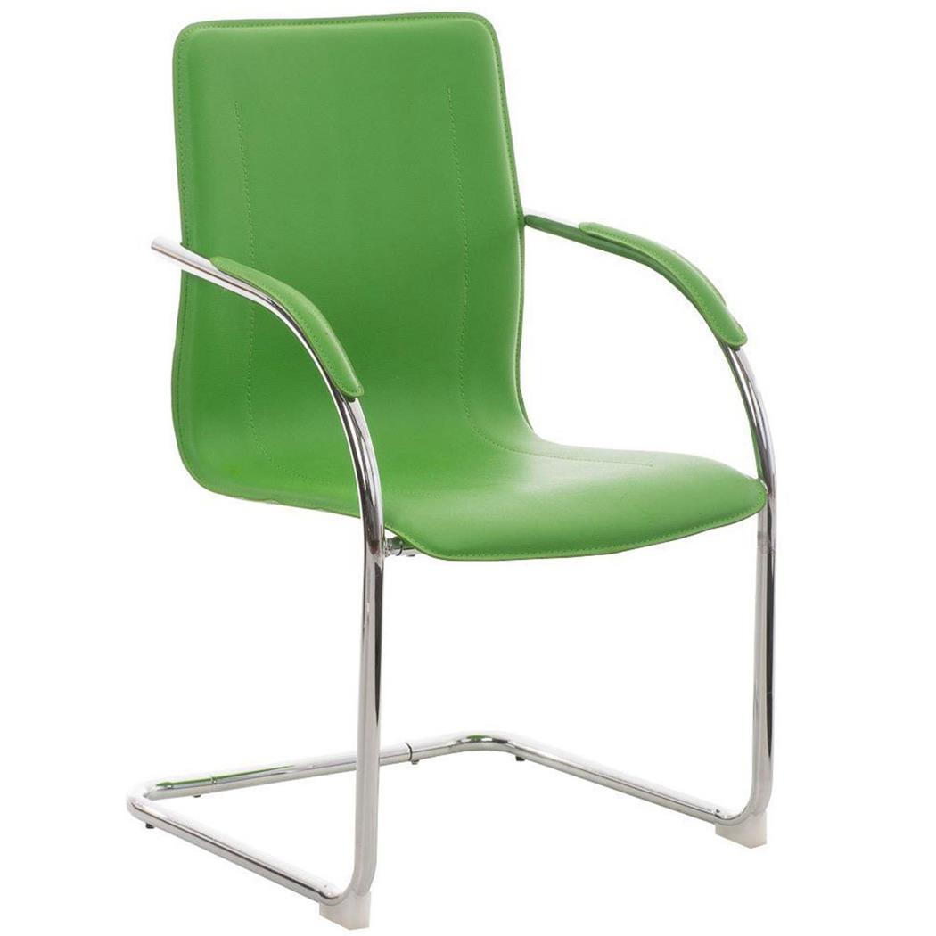 Besucherstuhl FLAP, Metallgestell, elegantes und modernes Design, Lederbezug, Farbe Grün