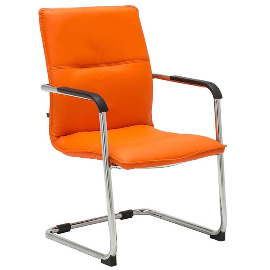 Besucherstuhl GOLIATH LEDER, Metallgestell, dicke Polsterung und elegantes Design, Farbe Orange