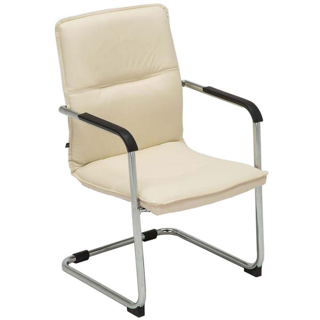Besucherstuhl GOLIATH LEDER, Metallgestell, dicke Polsterung und elegantes Design, Farbe Beige