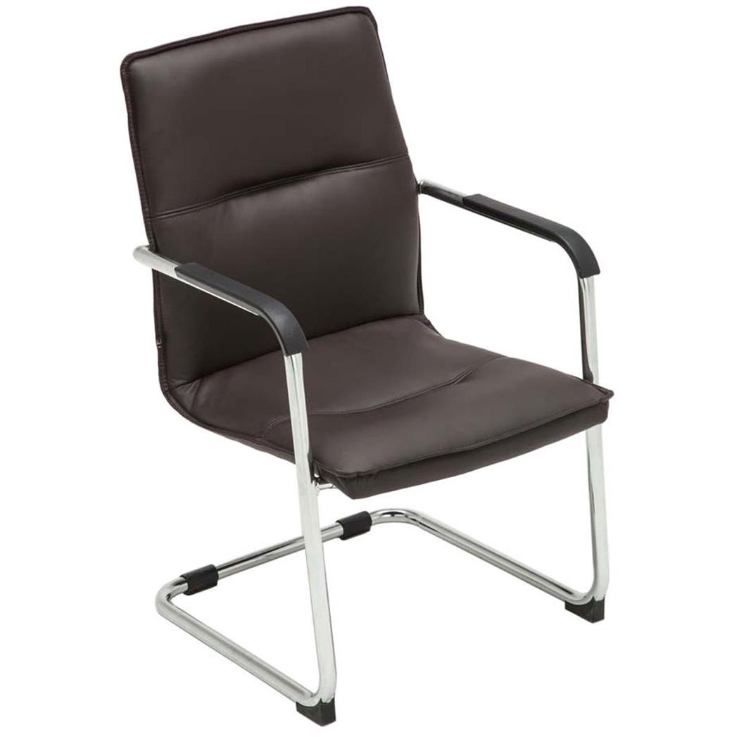 Besucherstuhl GOLIATH, Metallgestell, dicke Polsterung und elegantes Design, Lederbezug Farbe braun