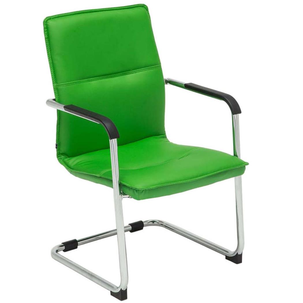 Besucherstuhl GOLIATH LEDER, Metallgestell, dicke Polsterung und elegantes Design, Farbe Grün