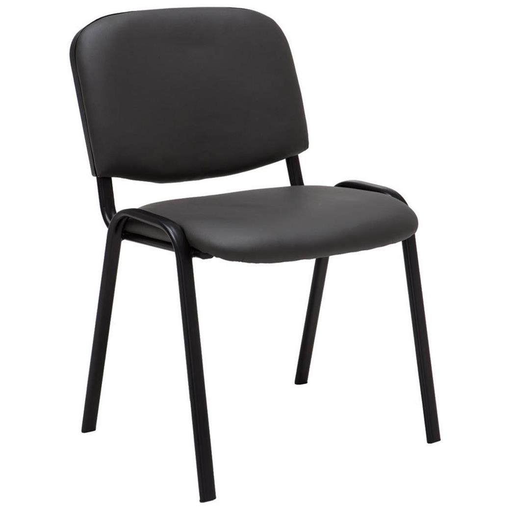 Konferenzstuhl MOBY BASE LEDER, bequem und praktisch, schwarzes Gestell, Farbe Grau