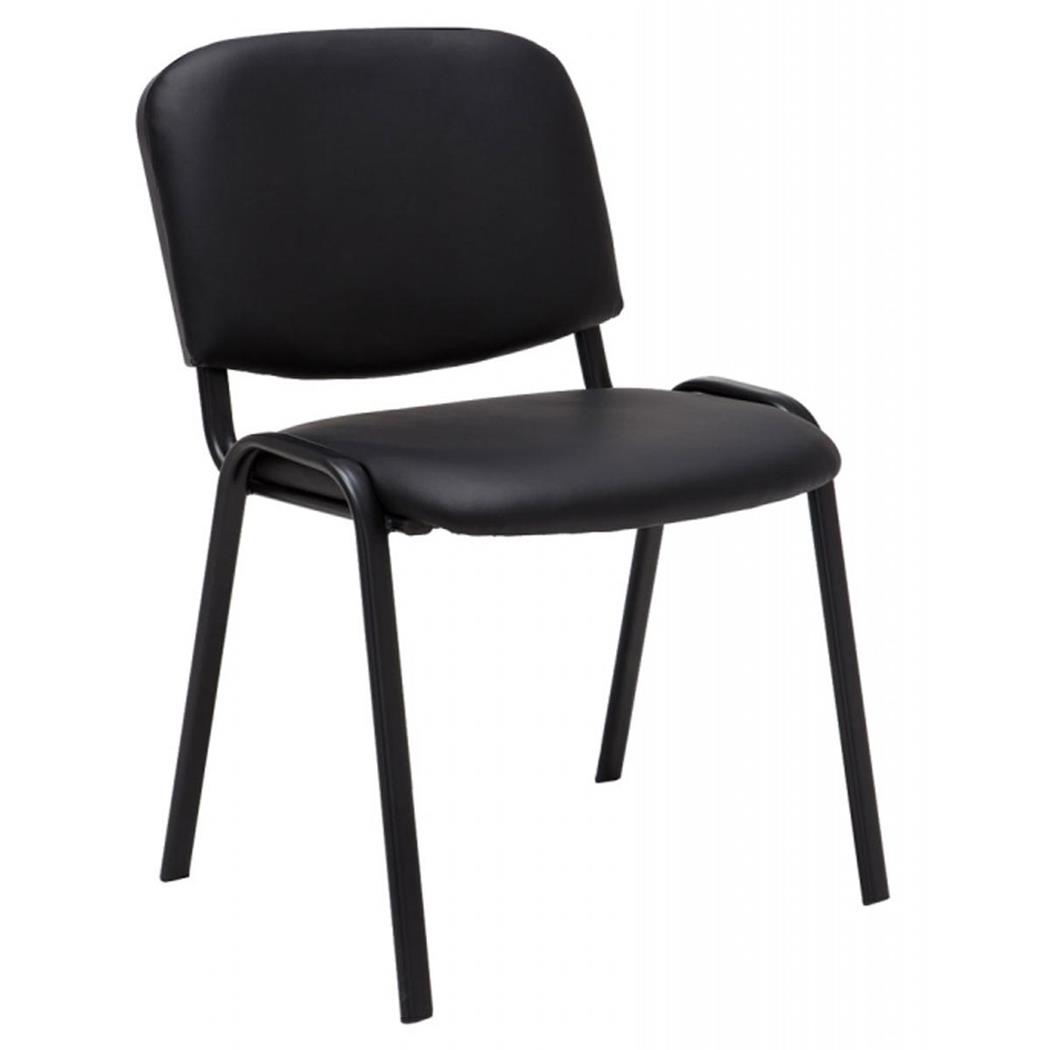 Konferenzstuhl MOBY BASE LEDER, bequem und praktisch, schwarzes Gestell, Farbe Schwarz