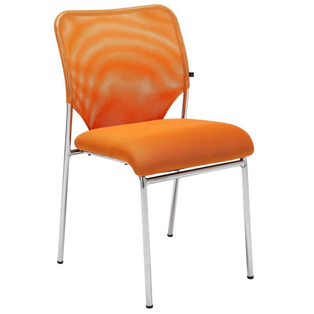 Besucherstuhl JAMAIKA OHNE ARMLEHNEN, robust und sehr bequem, atmungsaktiver Netzstoff, Farbe Orange