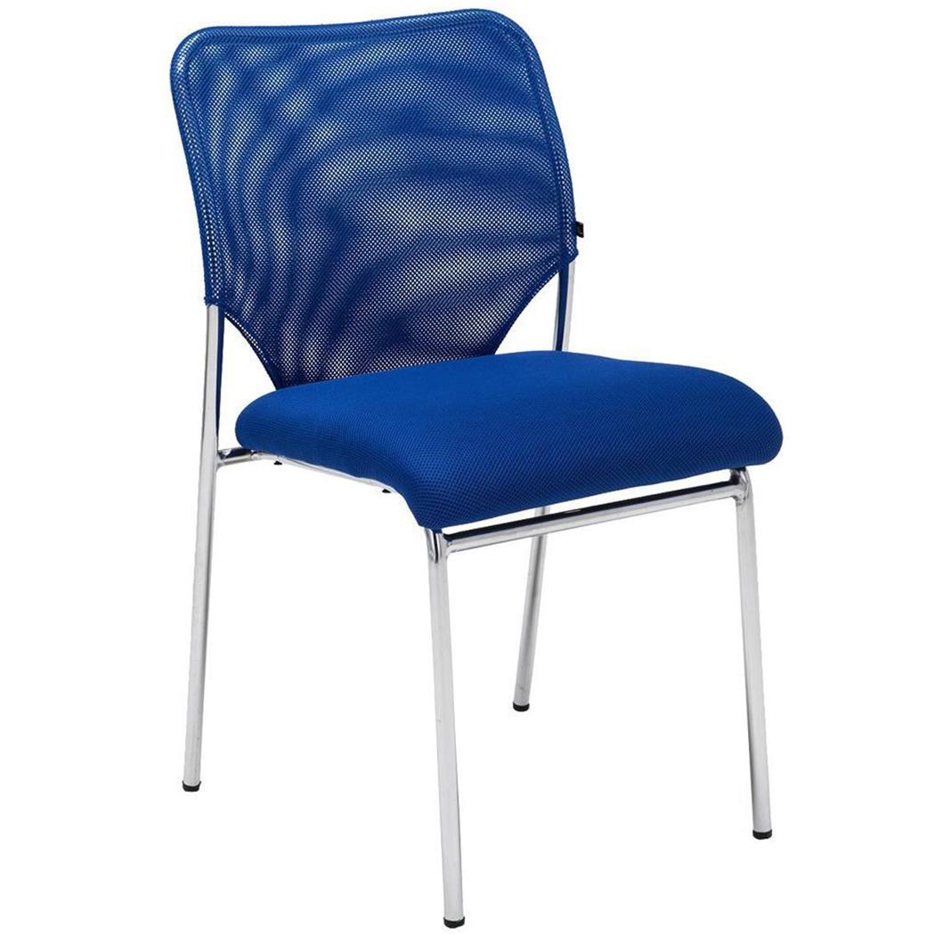 Besucherstuhl JAMAIKA OHNE ARMLEHNEN, robust und sehr bequem, atmungsaktiver Netzstoff, Farbe Blau