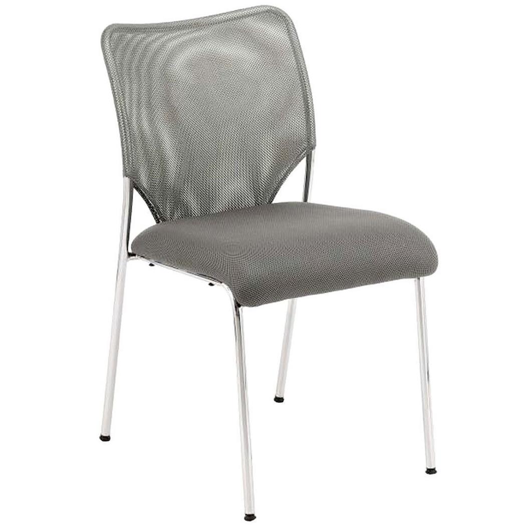 Besucherstuhl JAMAIKA OHNE ARMLEHNEN, robust und sehr bequem, atmungsaktiver Netzstoff, Farbe Grau