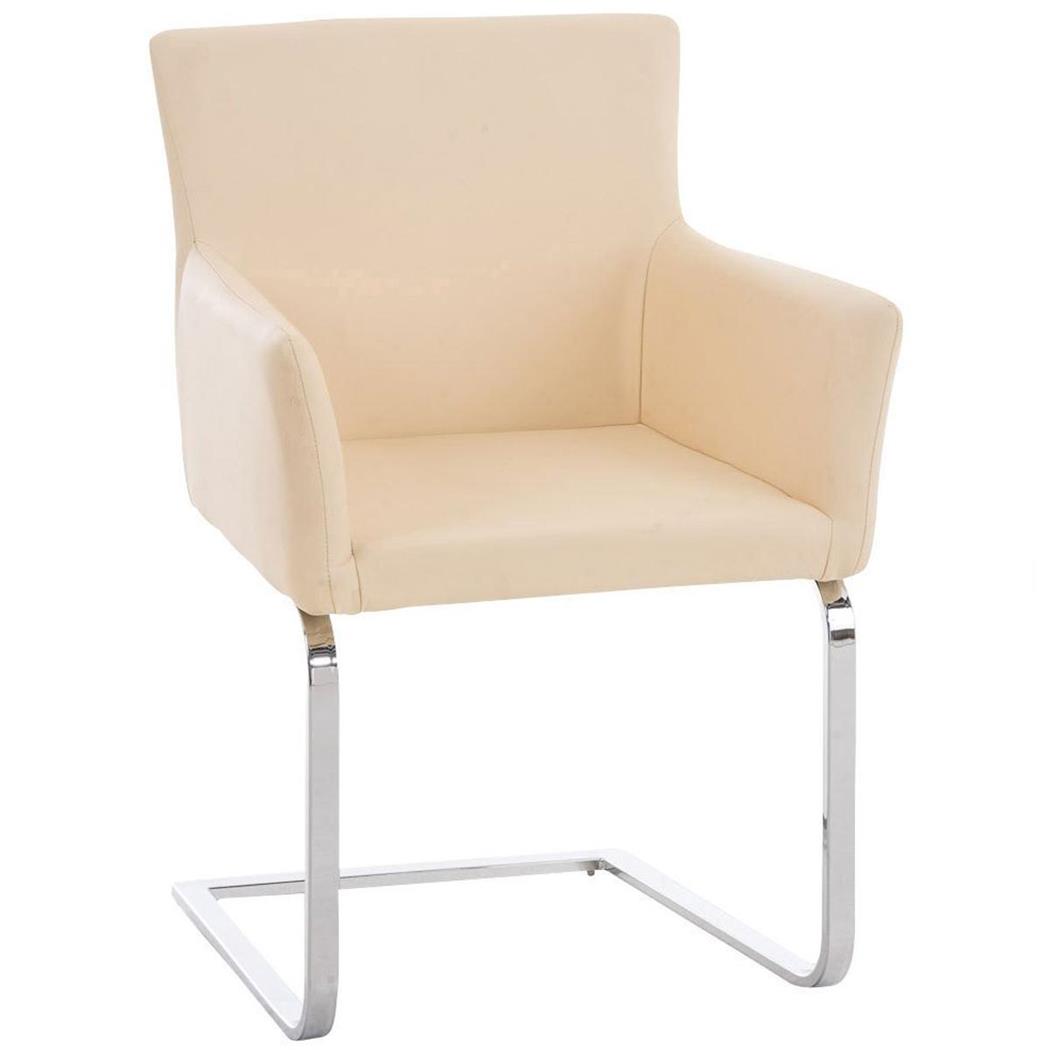 Freischwinger FRANKFURT, Metallgestell, üppige Polsterung, Kunstlederbezug, Farbe Beige