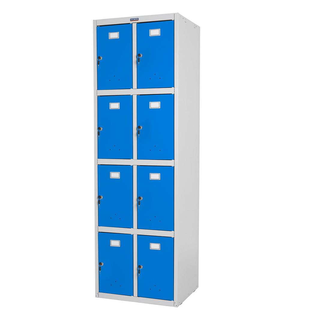 Schließfachschrank BERIT 8 Fächer, Metallspind, robuster Stahl, 183x58x50 cm, Farbe Blau