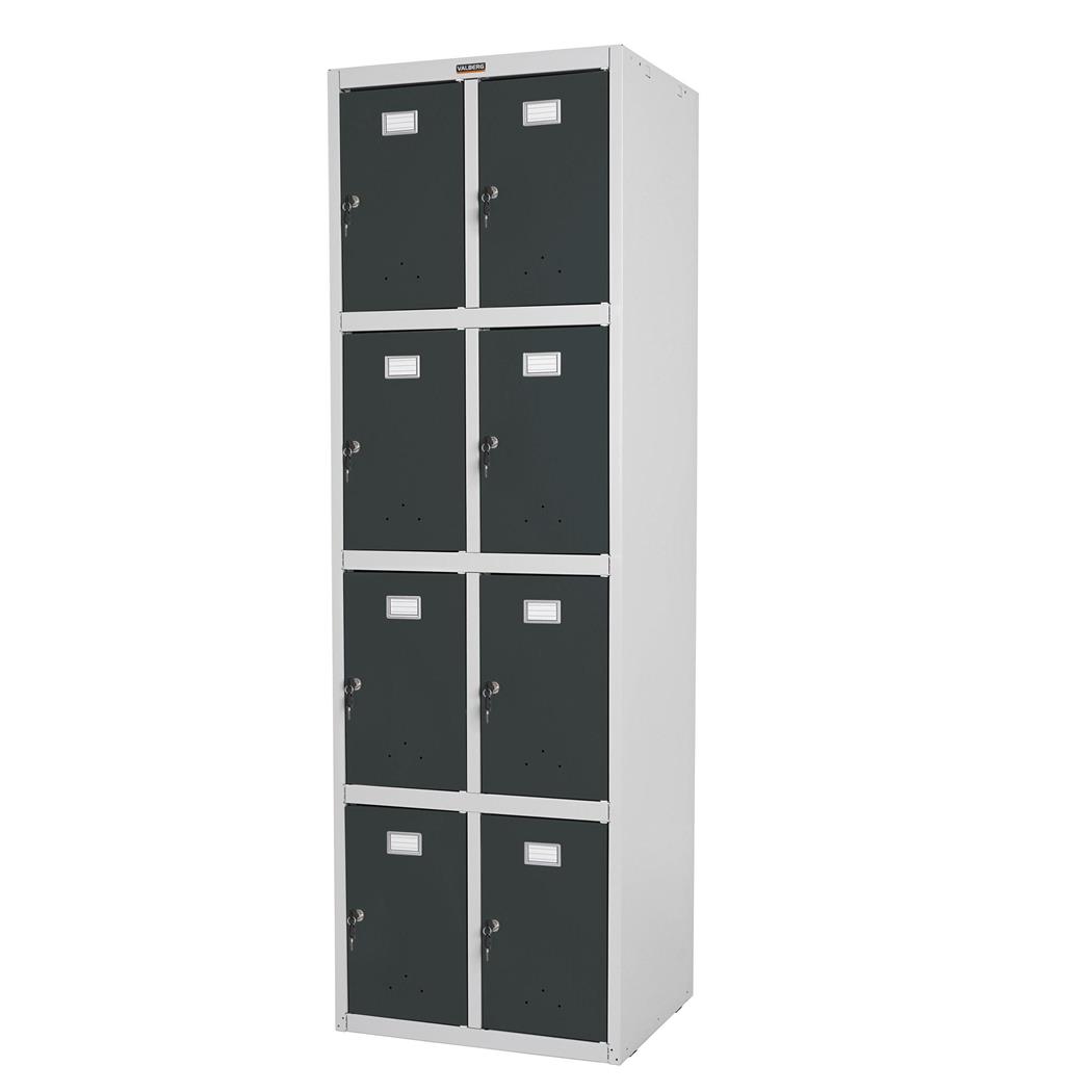 Schließfachschrank BERIT 8 Fächer, Metallspind, robuster Stahl, 183x58x50 cm, Farbe Anthrazit