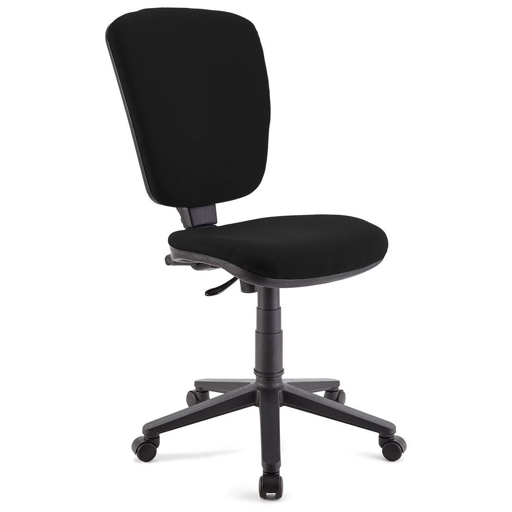 Bürostuhl KALIPSO OHNE ARMLEHNEN, verstellbare Rückenlehne, widerstandsfähiger Stoffbezug, Farbe Schwarz