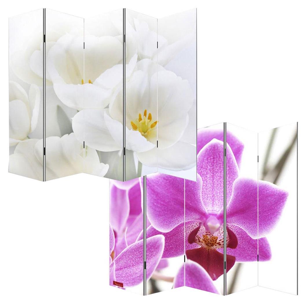 Bürowandschirm VINTAGE ORCHIDEE 5-teilig, 180x200x2,5cm, mit Holzrahmen