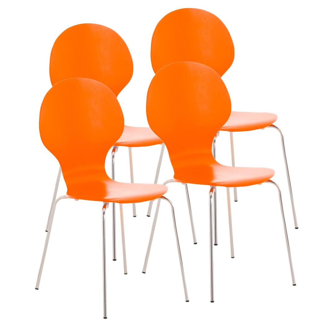 Im 4er-Set: Besucherstuhl CARVALLO, Metallgestell, stapelbar, Farbe Orange