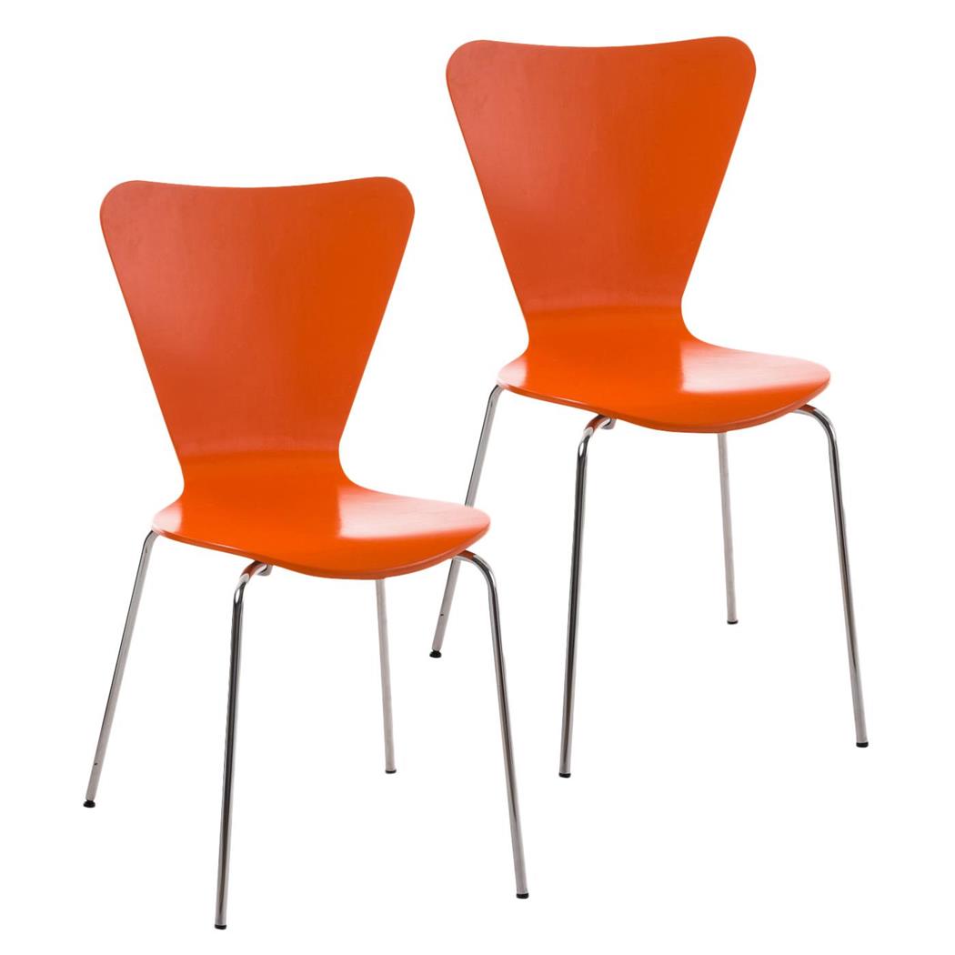 Im 2er-Set: Besucherstuhl HERCULES, Metallgestell, stapelbar, Farbe Orange