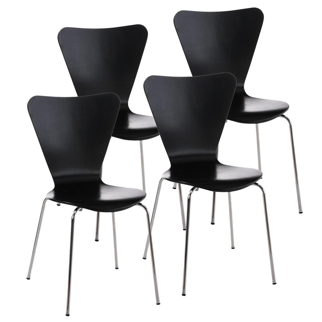 Im 4er-Set: Besucherstuhl HERCULES, Metallgestell, stapelbar, Farbe Schwarz