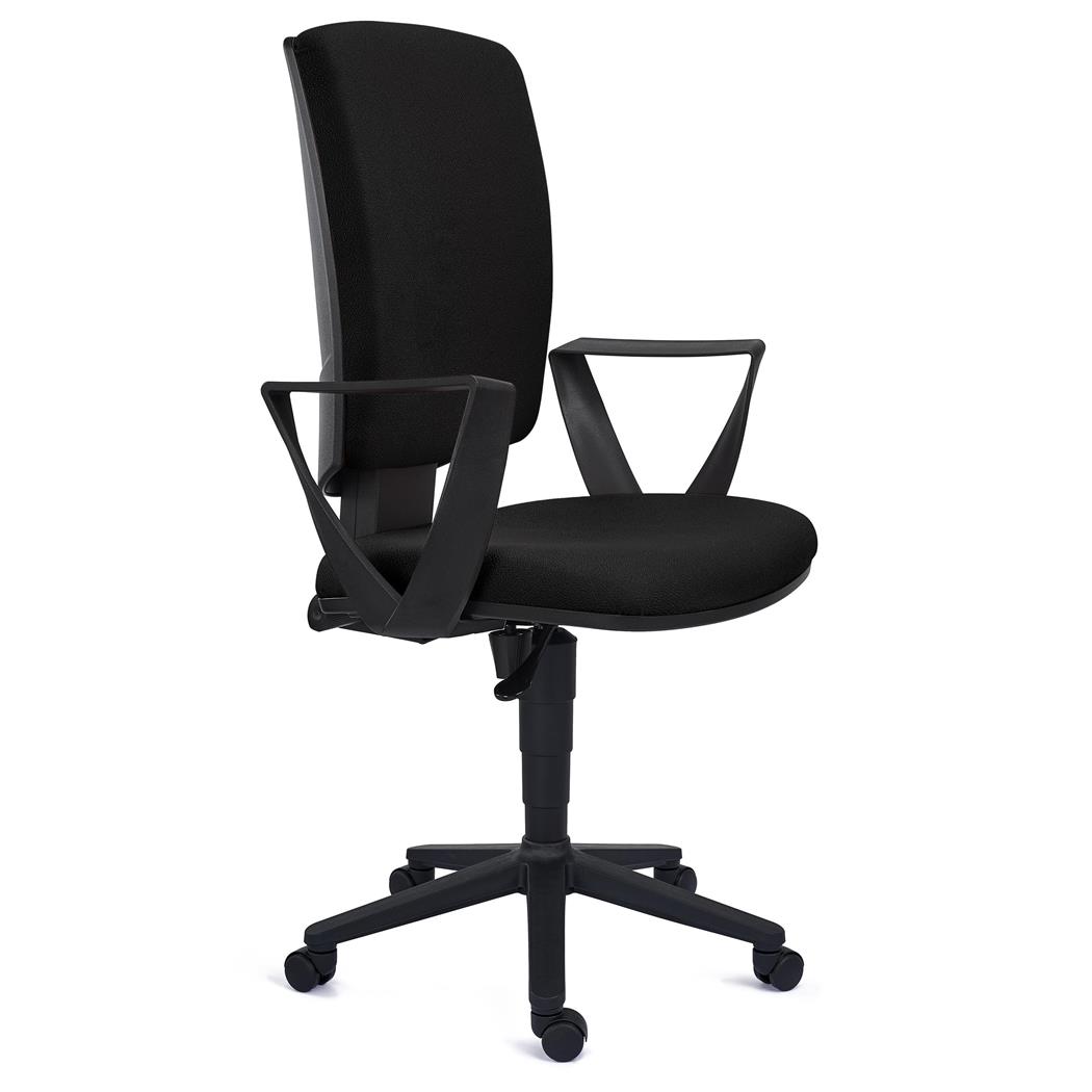Bürostuhl ATLAS STOFF, verstellbare Rückenlehne, dicke Polsterung, Farbe Schwarz
