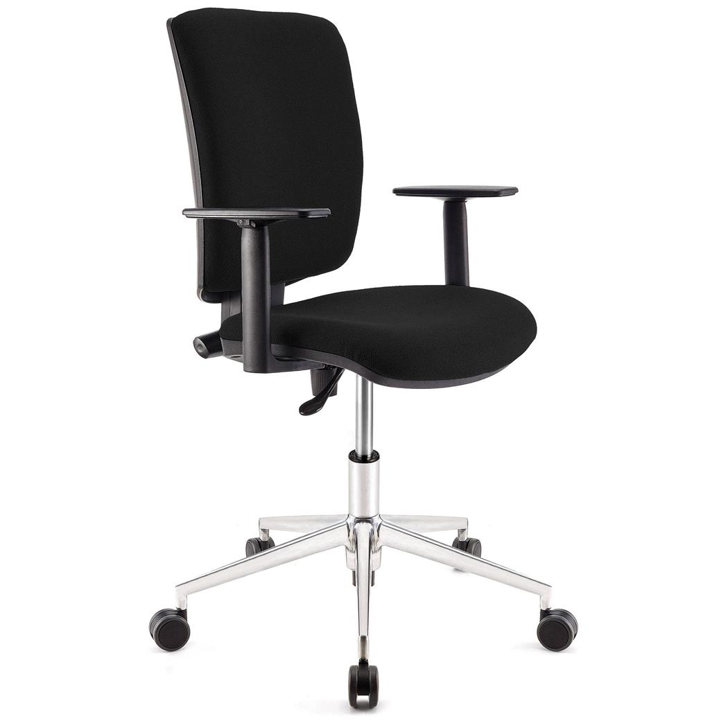 Bürostuhl ATLAS PRO STOFF, verstellbare Rücken- und Armlehnen, Metallfußkreuz, Farbe Schwarz