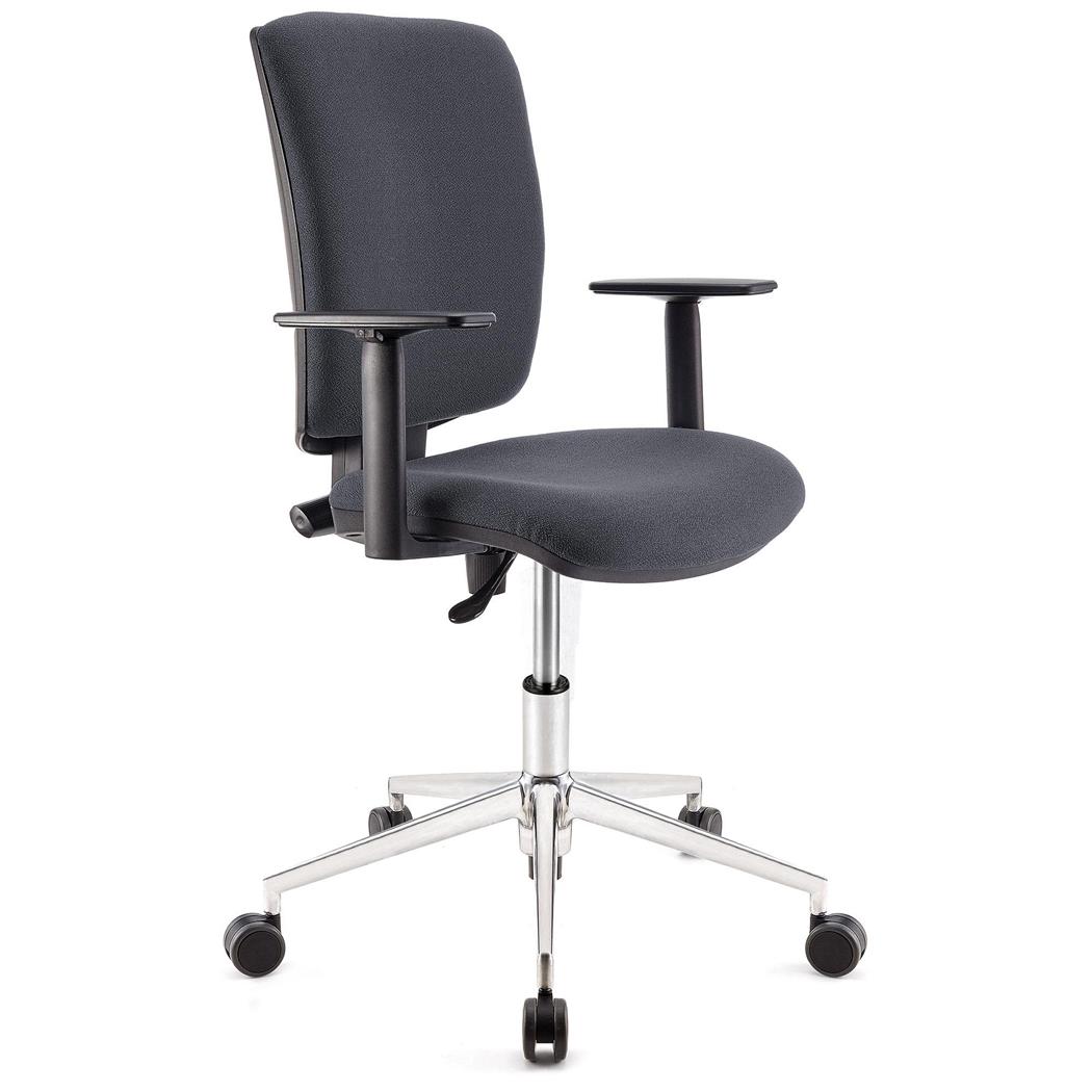 Bürostuhl ATLAS PRO STOFF, verstellbare Rücken- und Armlehnen, Metallfußkreuz, Farbe Grau