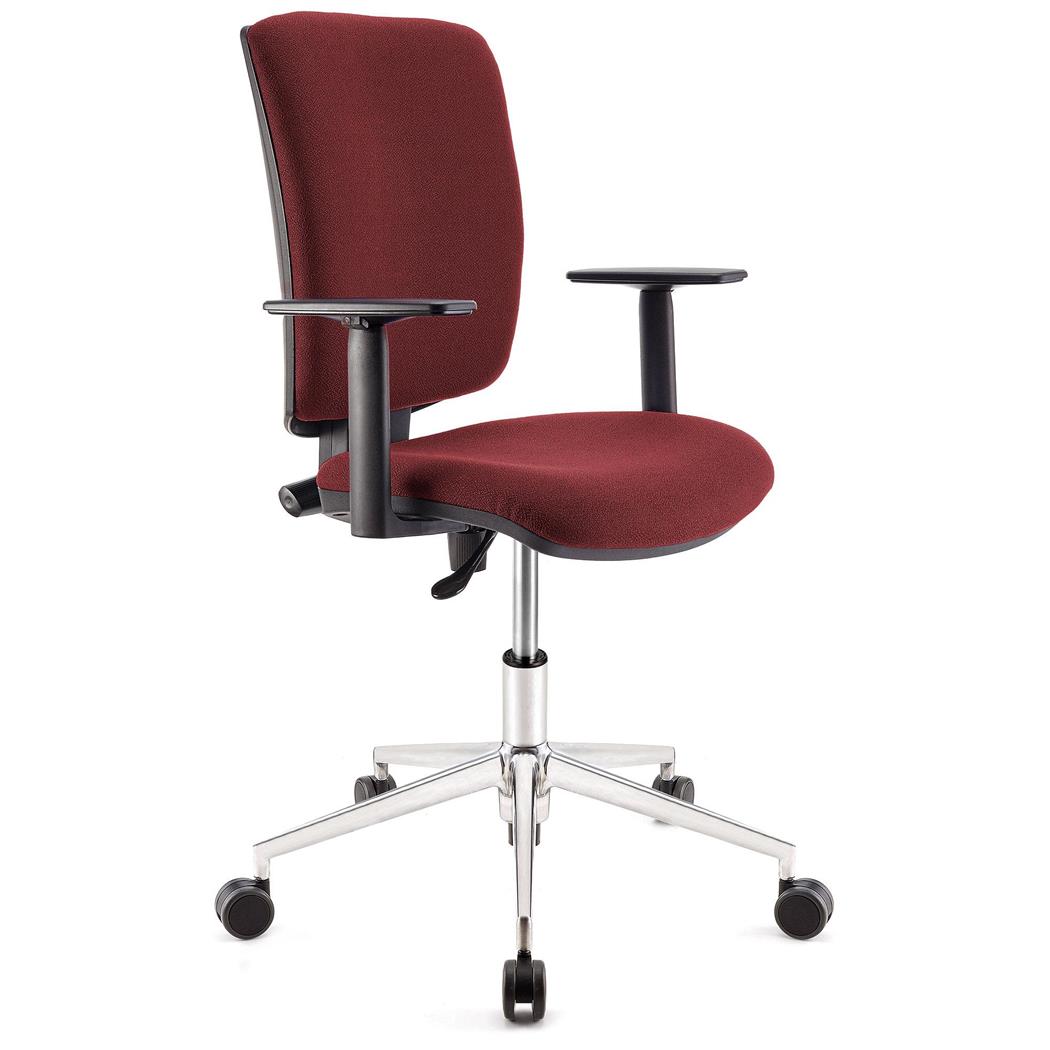 Bürostuhl ATLAS PRO STOFF, verstellbare Rücken- und Armlehnen, Metallfußkreuz, Farbe Burgund