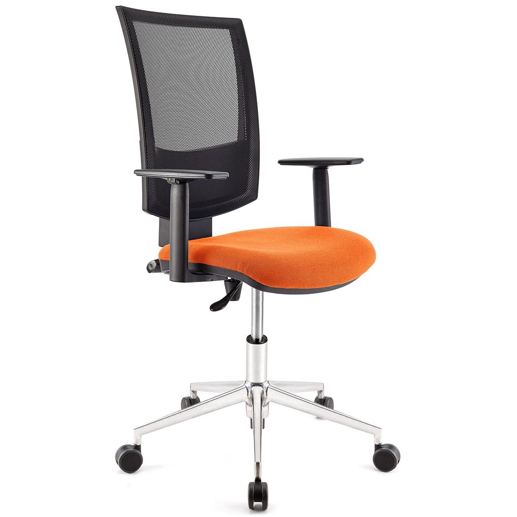 Bürostuhl PANDORA PRO, verstellbare Armlehnen, Metallfußkreuz, dicke Polsterung, Farbe Orange
