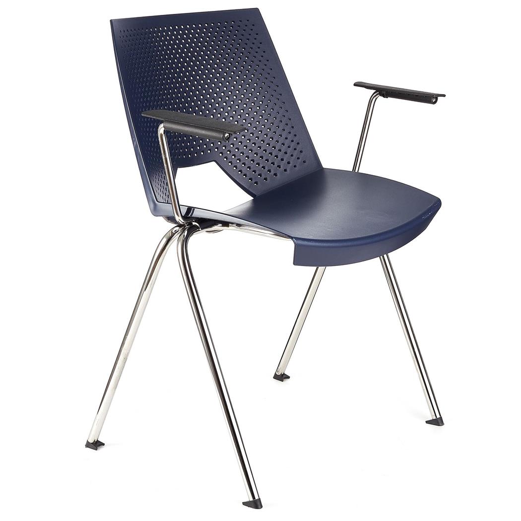 Besucherstuhl ENZO MIT ARMLEHNEN, bequem, praktisch und stapelbar, Farbe Blau