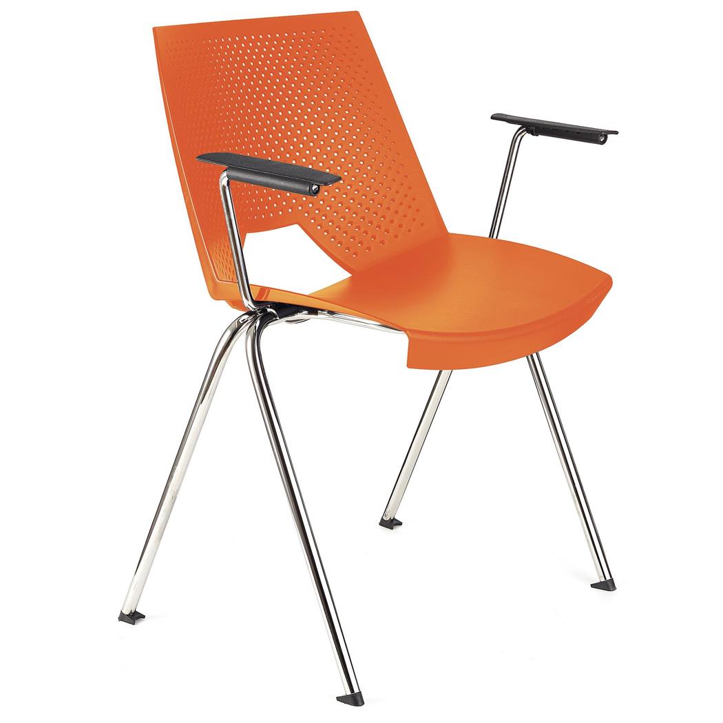 Besucherstuhl ENZO MIT ARMLEHNEN, bequem,  praktisch und stapelbar, Farbe Orange