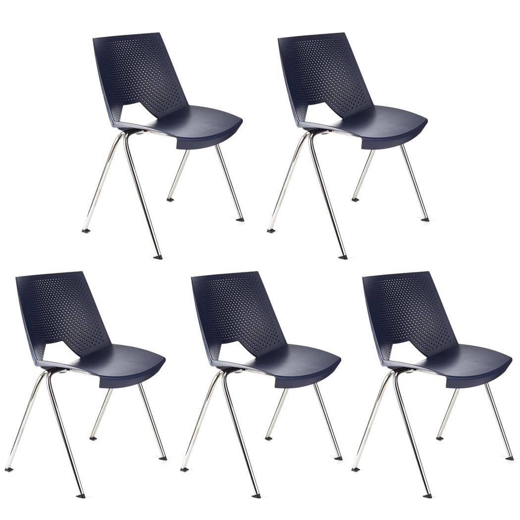 Im 5er-Set: Besucherstuhl ENZO, bequem, praktisch und stapelbar, Farbe Blau