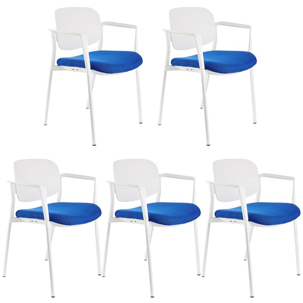 Im 5er-Set: Besucherstuhl ERIC, bequem und praktisch, stapelbar, Blau