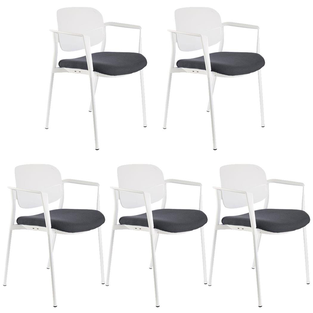 Im 5er-Set: Besucherstuhl ERIC, bequem und praktisch, stapelbar, Grau