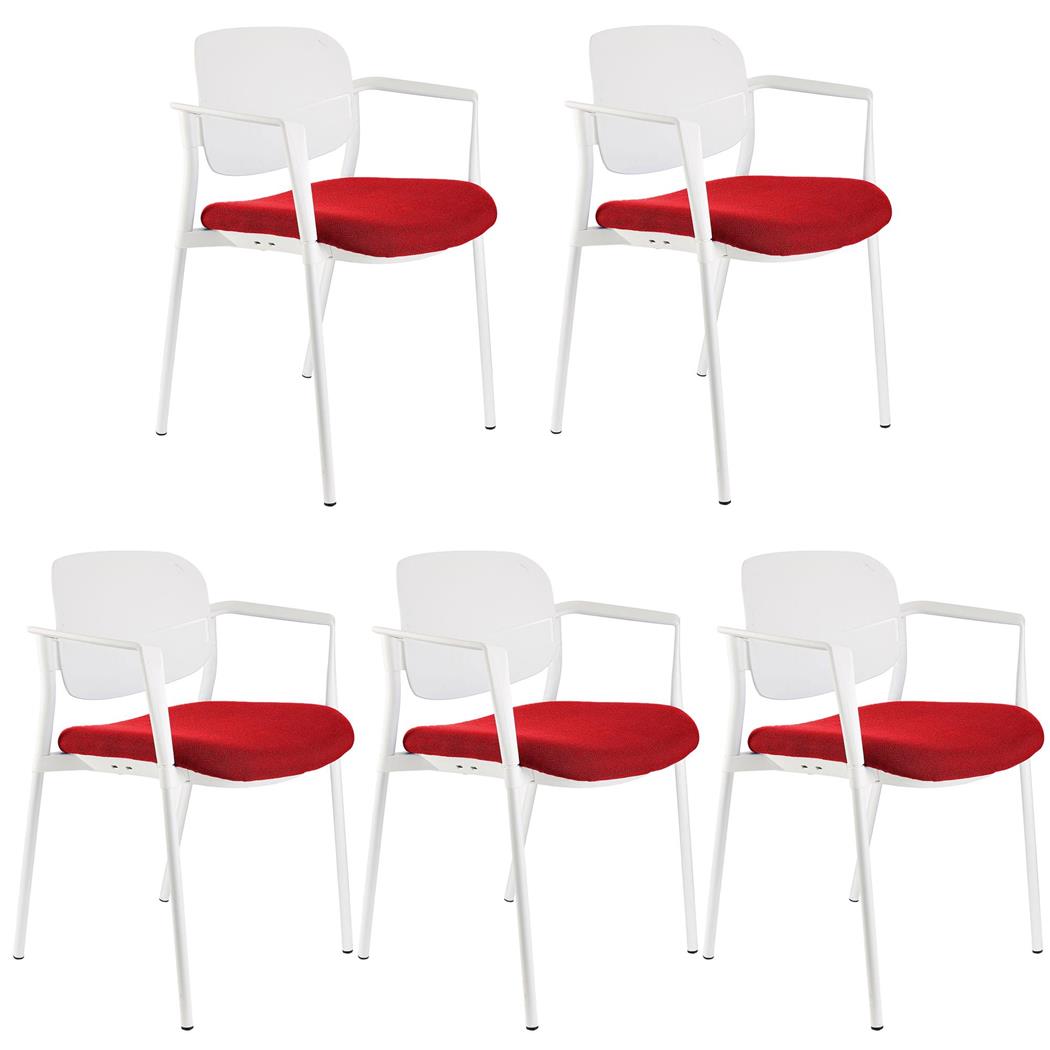 Im 5er-Set: Besucherstuhl ERIC, bequem und praktisch, stapelbar, Rot