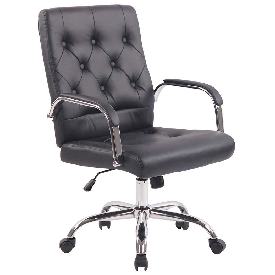 Schreibtischstuhl NESSI LEDER, Metallgestell, Farbe Schwarz