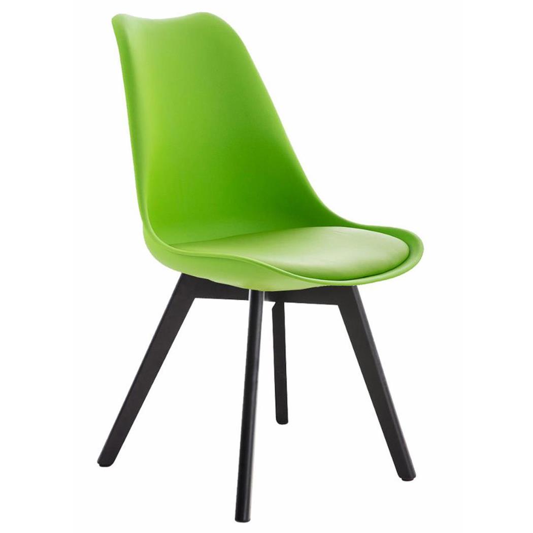 Designer Stuhl/ Besucherstuhl BOSPORUS, dunkle Stuhlbeine, Kunststoffsitzschale, Lederbezug, Farbe Grün
