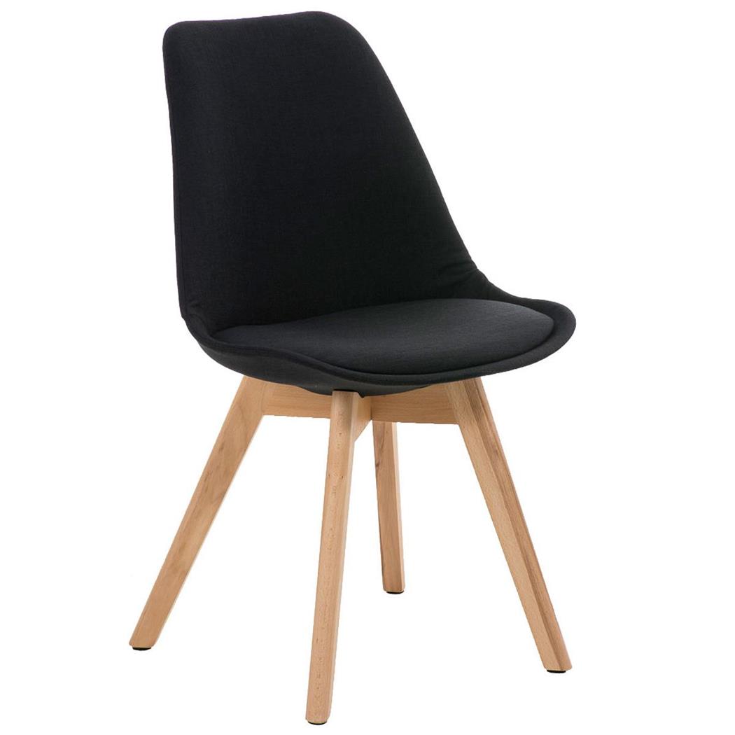 Besucherstuhl BOSPORUS, Stuhlbeine aus hellem Holz, Sitz und Rückenlehne mit Stoffbezug, Farbe Schwarz