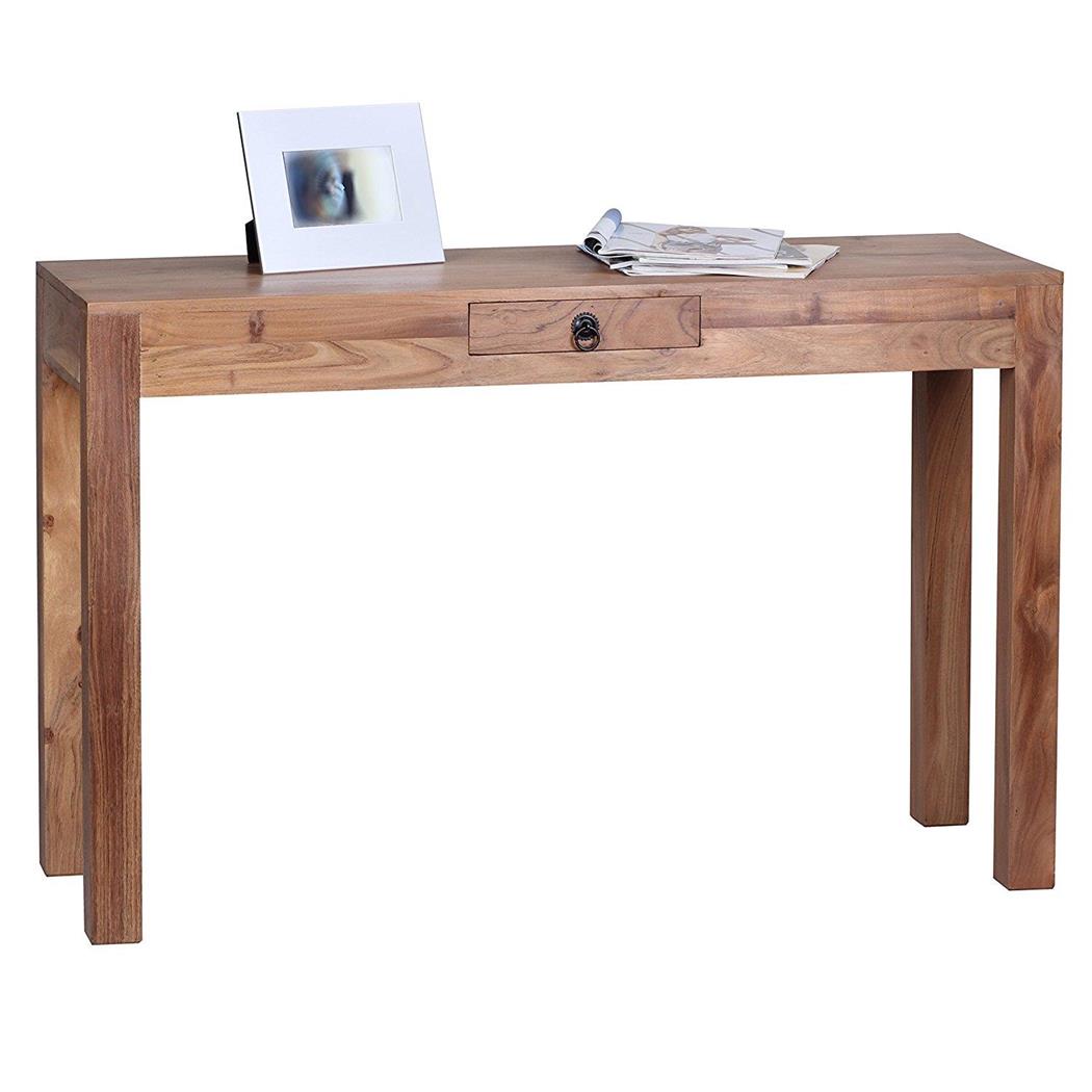 Schreibtisch JOHAN, im rustikalen Stil, handgemacht, Abmessungen 120 x 40 x 76 cm, Akazienholz, Buchenfarben