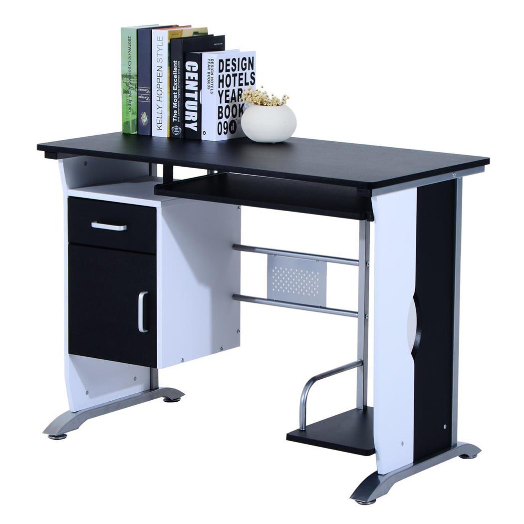 Computertisch SIAM, mit CPU-Halter und Schubladen, 100 x 52 x 75 cm, aus Holz, Farbe Schwarz