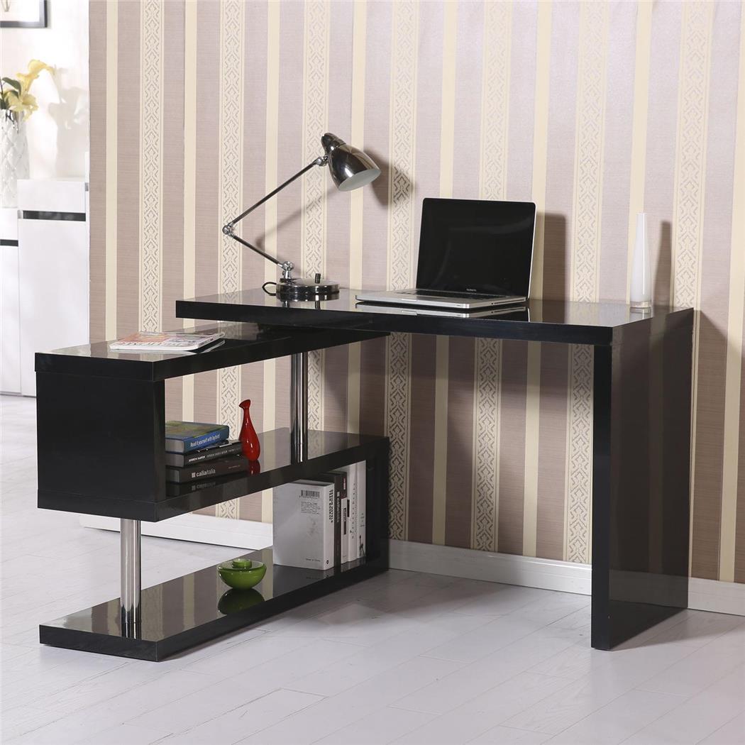 Bürotisch LOREN, mit Regal, 187x50x76 cm, Holz, Farbe Schwarz