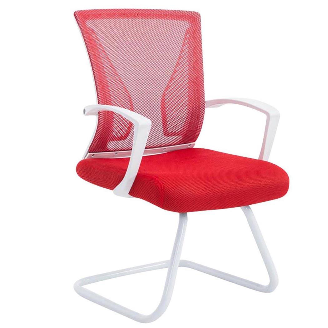 Besucherstuhl CUBA WHITE V, Metallgestell, atmungsaktiver Netzbezug, Farbe Rot
