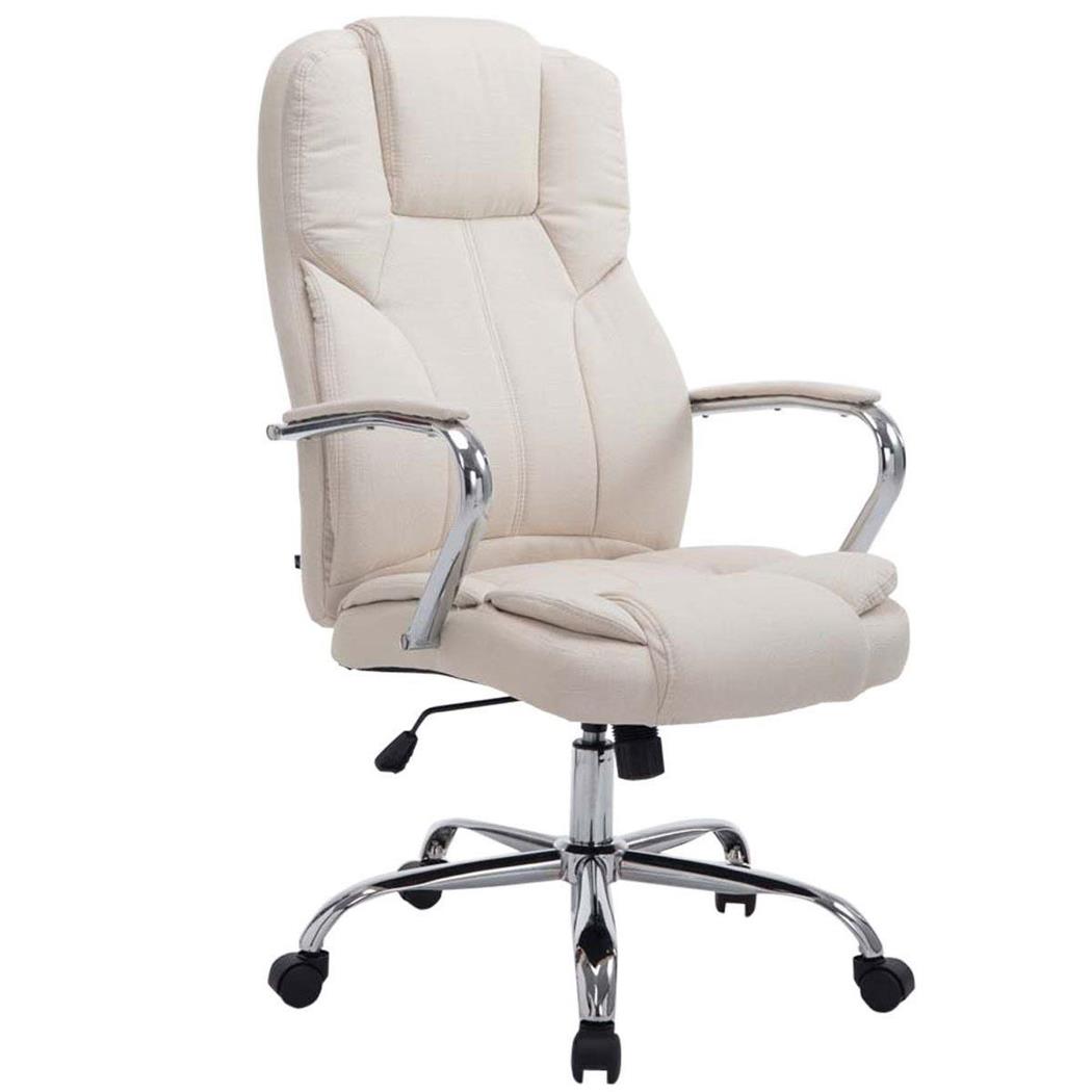 Chefsessel KANSAS STOFF, belastbar bis 150 kg, hochwertige Qualität, Stahlgestell, Farbe Creme