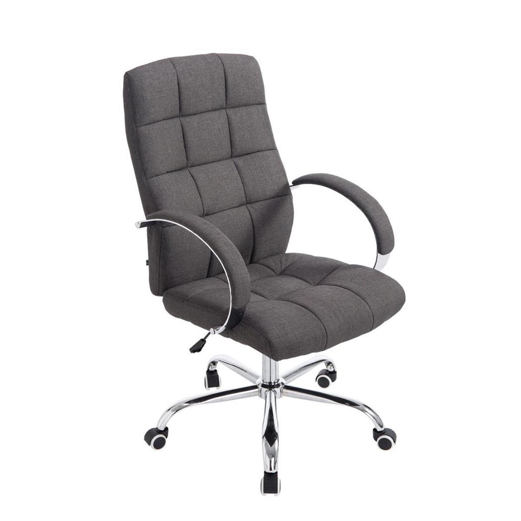Chefsessel LISSABON STOFF, sehr hochwertig, Metallgestell, Farbe Dunkelgrau