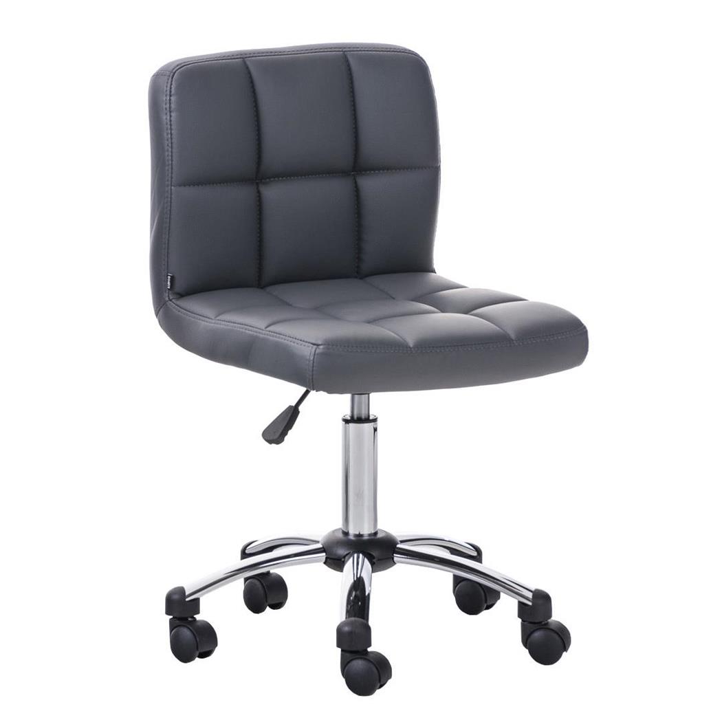 Bürostuhl/-hocker LUKE, dicke Polsterung, Metallgestell, Lederbezug, Farbe Grau