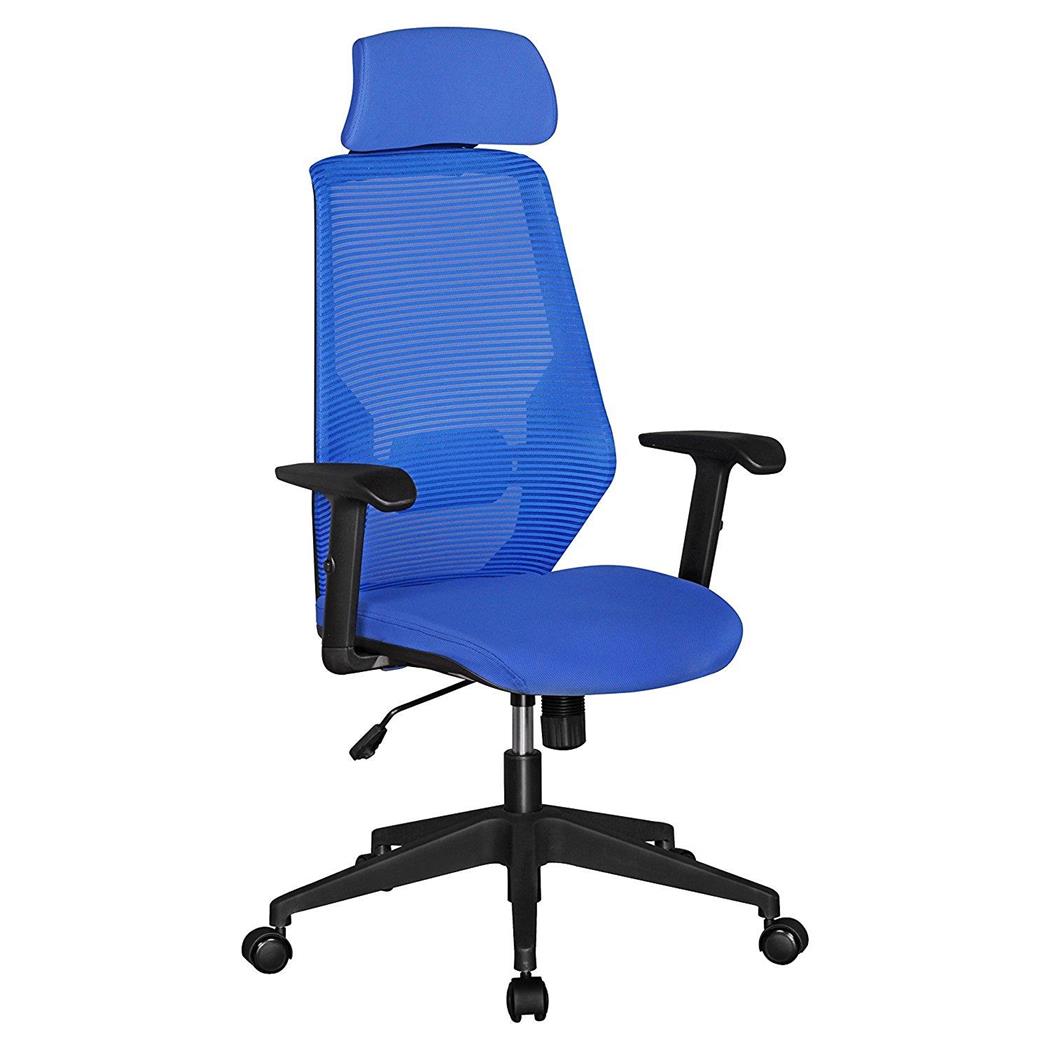 Ergonomischer Bürostuhl ERIKA, Lordosenstütze, verstellbare Armlehnen, atmungsaktiver Netzbezug, Farbe Blau