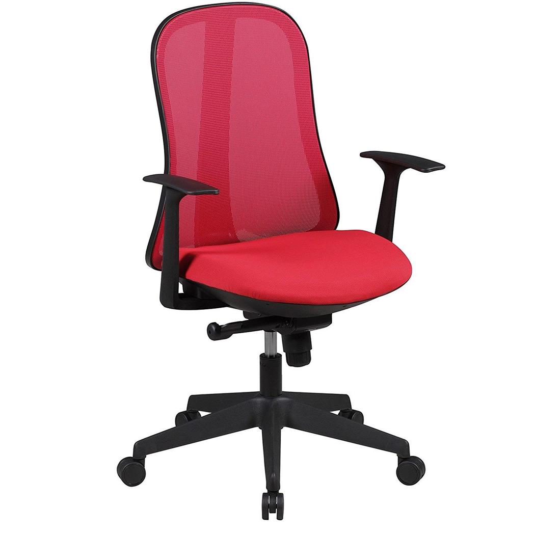 Ergonomischer Bürostuhl MIRTA, Synchronmechanik, atmungsaktiver Netzbezug, Farbe Rot