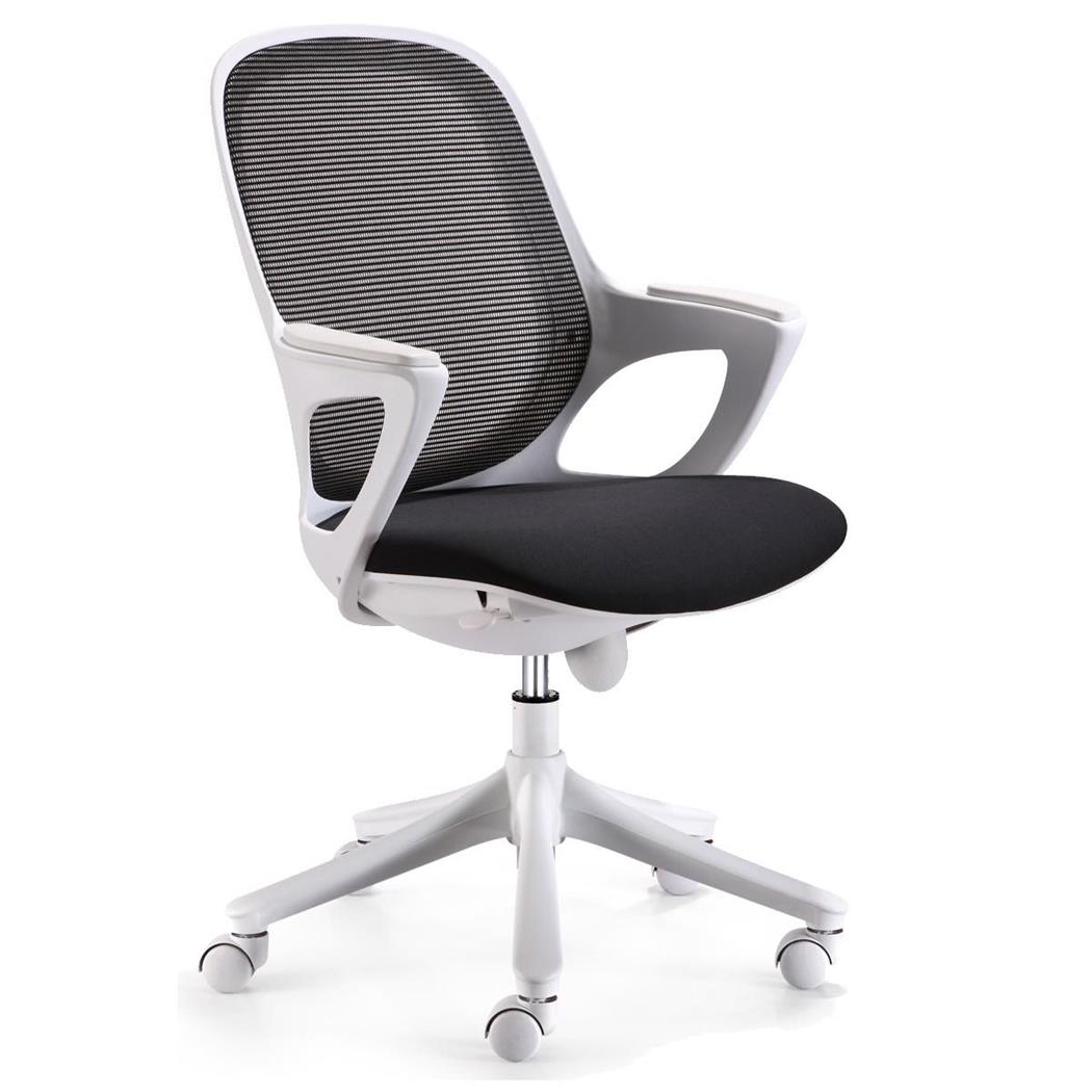 Ergonomischer Bürostuhl LUNA, exklusives Design, atmungsaktiver Stoff und Netzstoff, Farbe Weiß / Schwarz