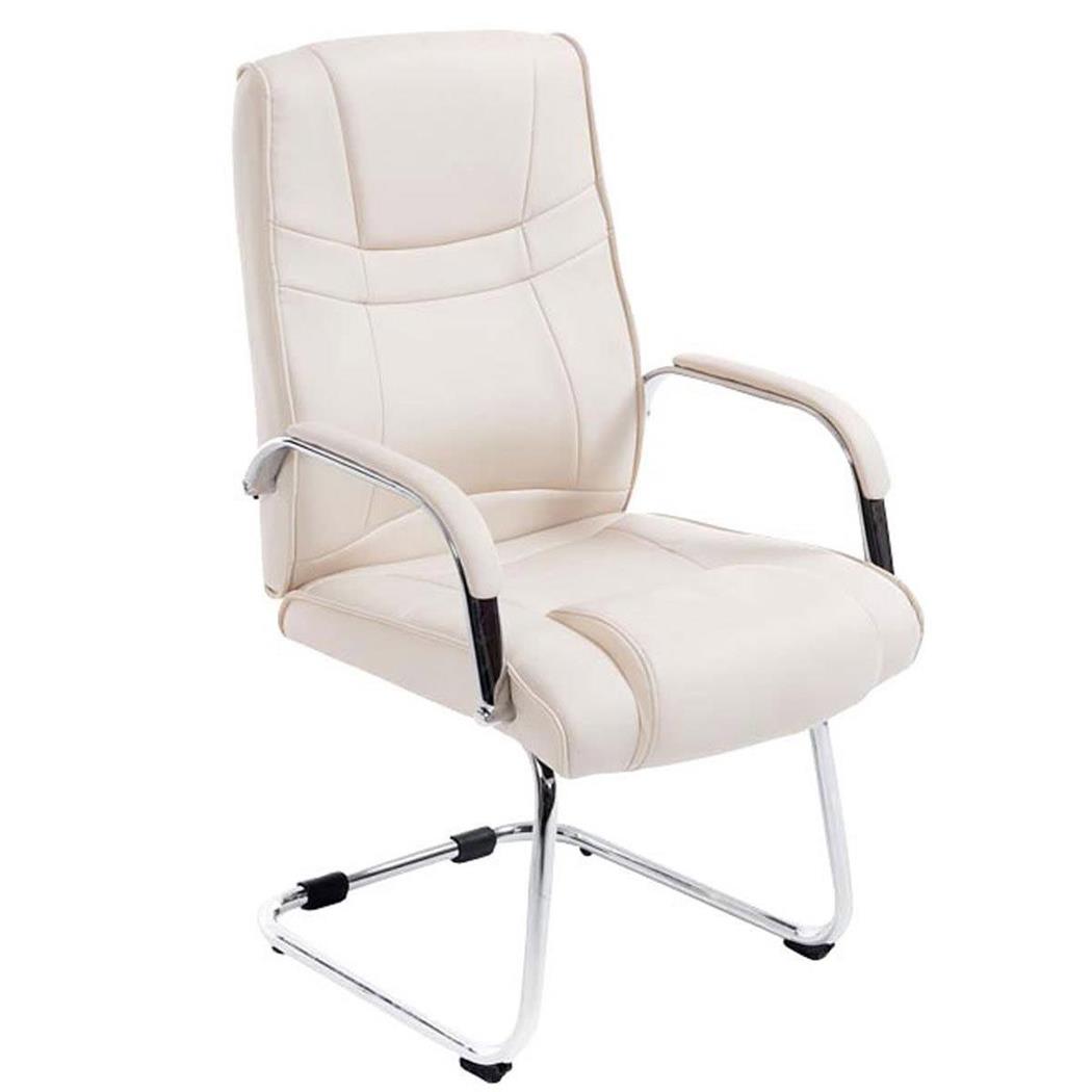 Besucherstuhl DENVER, Metallgestell, dicke Polsterung, Lederbezug, Farbe Beige
