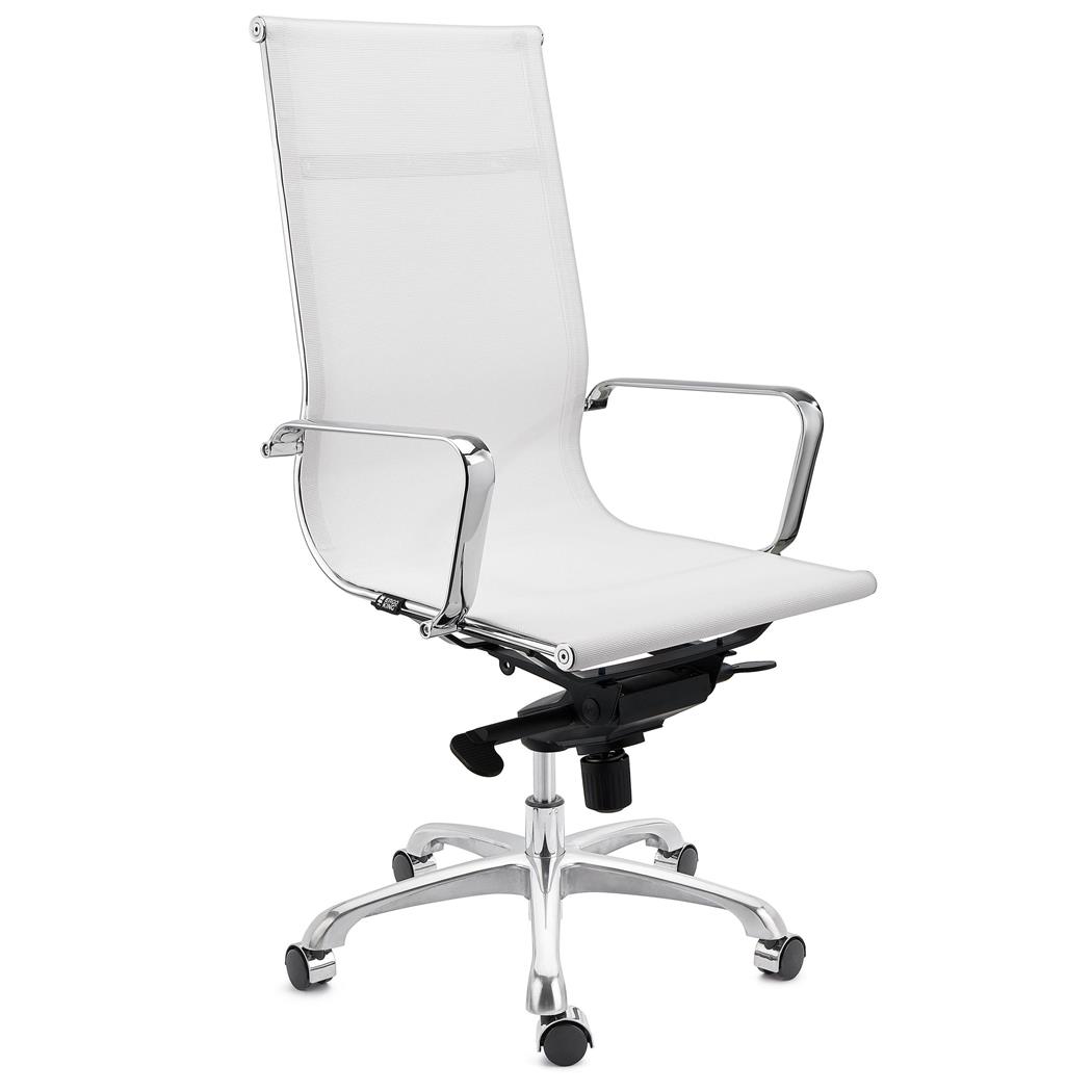 Bürostuhl DOMI, verchromtes Metallgestell, elegantes Design, Netzbezug, Farbe Weiß